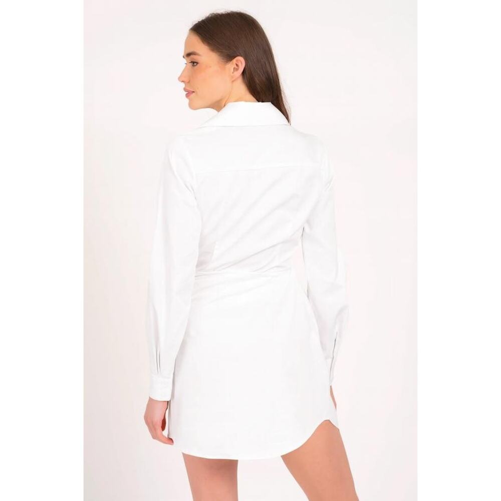 Lavender Brown Eloise Wrap Long Sleeve Mini Dress in White XS NEW Minimalist - Picture 5 of 6